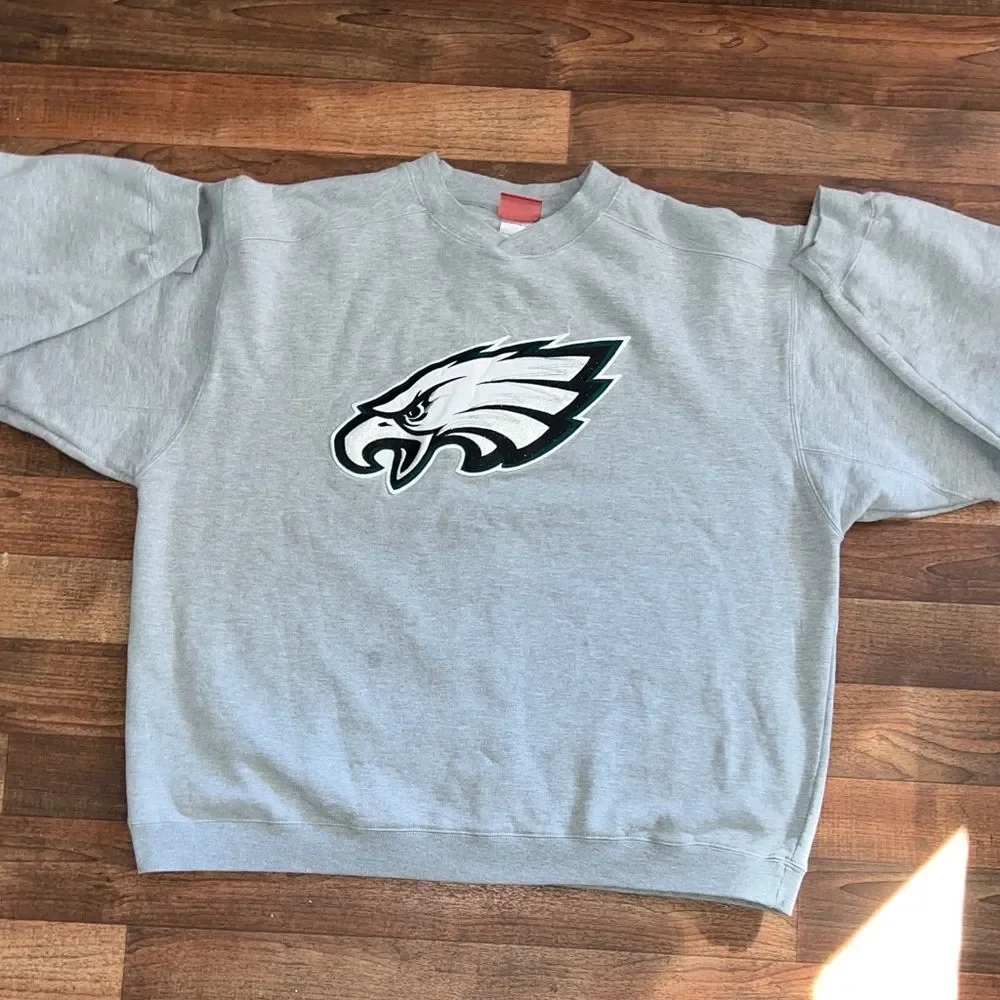 Reebok Gray Crewneck Sweater with Bold Eagle Logo